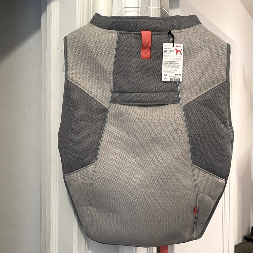 NWT, Reddy dog vest, XXL 33 - 34 inches, Grey/Red